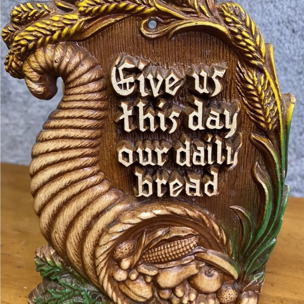VTG 1950s Cornucopia Napkin Holder Give Us This Day Our Daily Bread, Cottagecore - Picture 7 of 8